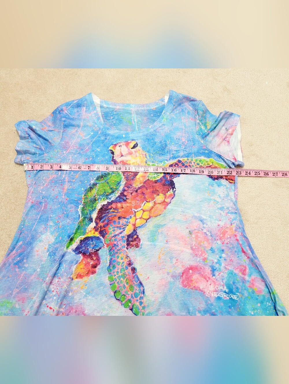 Leoma Lovegrove Sea Turtle Tunic Top Beach Cover Up Size XL Coastal Resort Art - Picture 8 of 10
